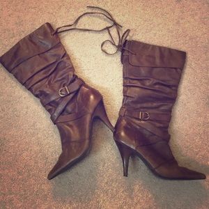 Brown real leather boots